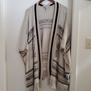 Lucky Brand Beige and Black Poncho